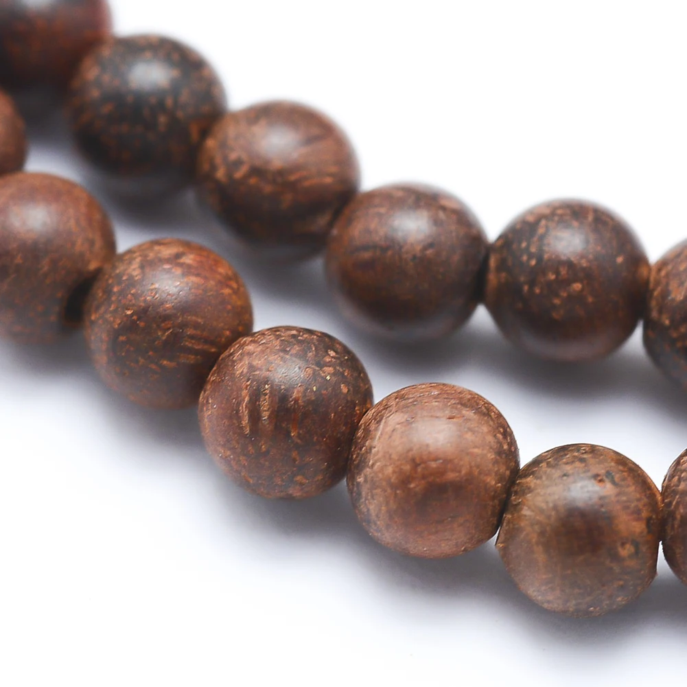 Pandahall 6mm Round Dyed Natural Rose Wood Beads Strands