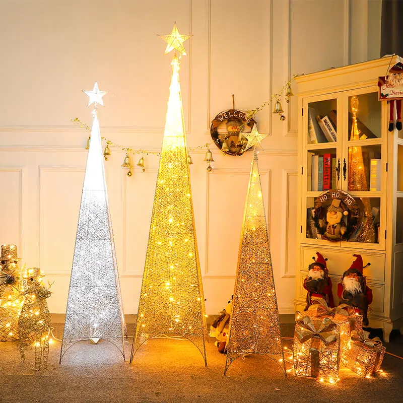 Christmas Carnival Night Fashion Sequin Craft Reusable Luxury Gradient Wrought Iron Four-Corner 120cm Tree