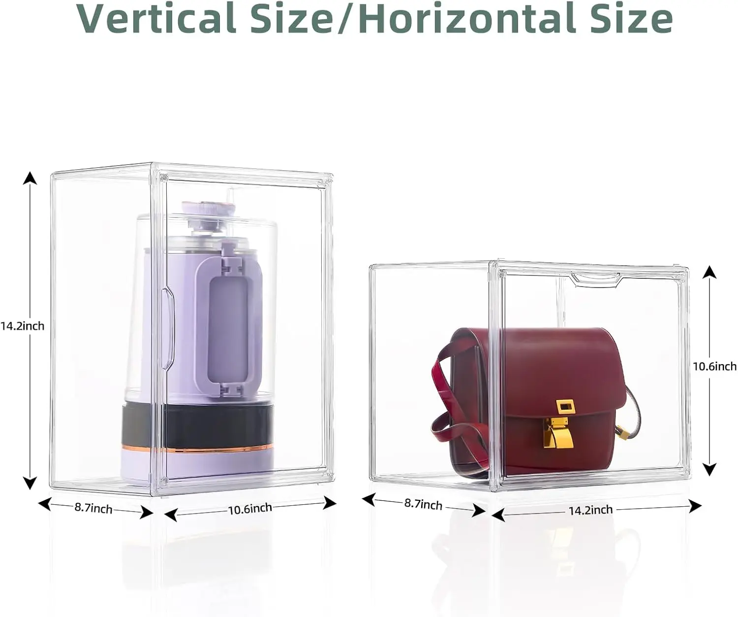 XJH Large Size Clear Stackable Storage Bins Closet Organizers and Storage Acrylic Display Case with Magnetic Lid