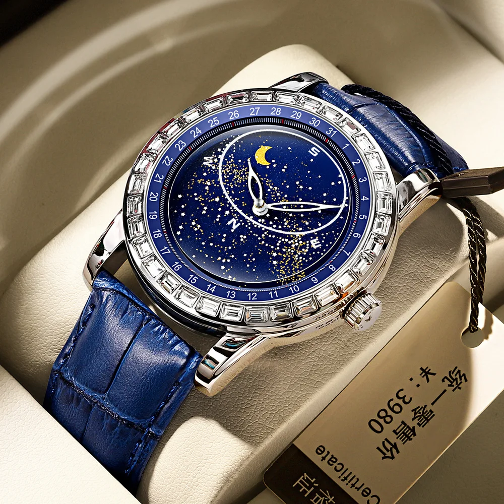 BINBOND 8899 Wholesale Fashion Alloy Wrist Watch for Men Waterproof Luxury Starry Sky Diamond Watch OEM Quartz Watches Men