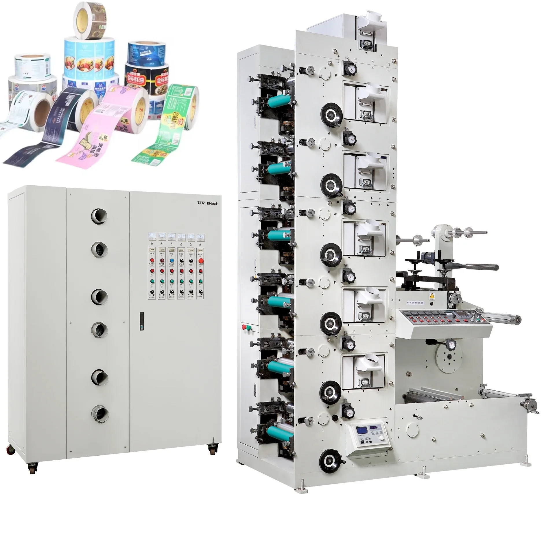 60m/min UV Adhesive Sticker Label Flexo Printing Machines Flexo High Speed Printing Machines With Rubber Rollers