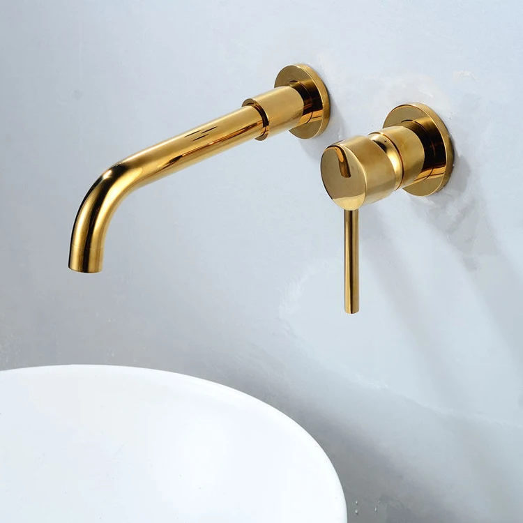 Wall Mounted Bathroom Faucet Solid Brass Basin Mixer Golden Bathroom Taps with 360 Degree Rotating Nozzle