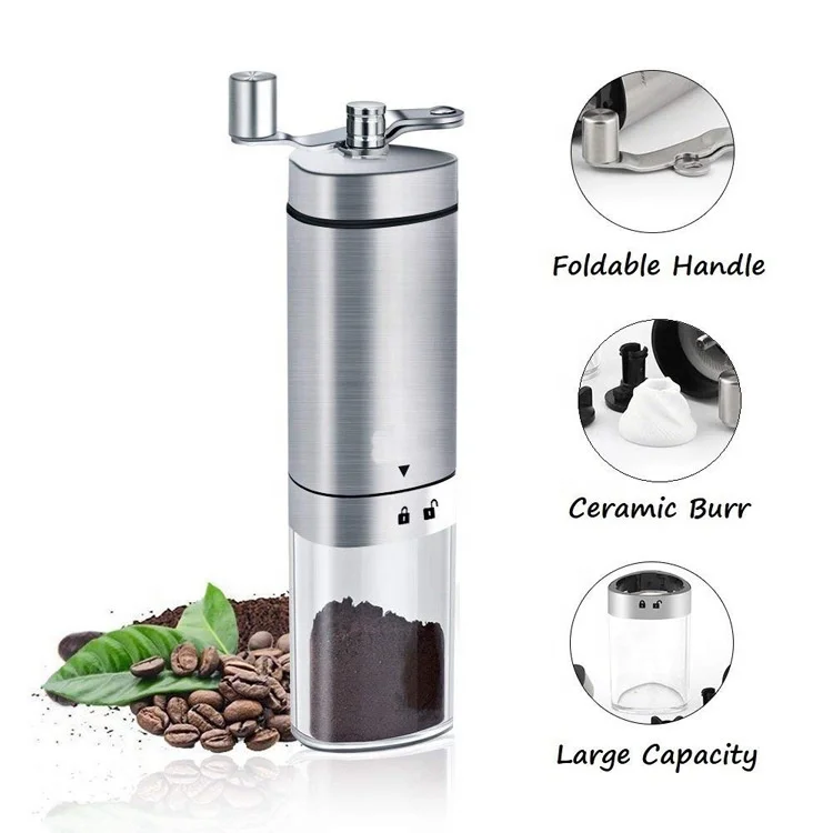Amazon Hotsell Espresso Cafe Barista Stainless Steel Ceramic Burrs Hand Coffee Bean Mills Manual Coffee Grinder