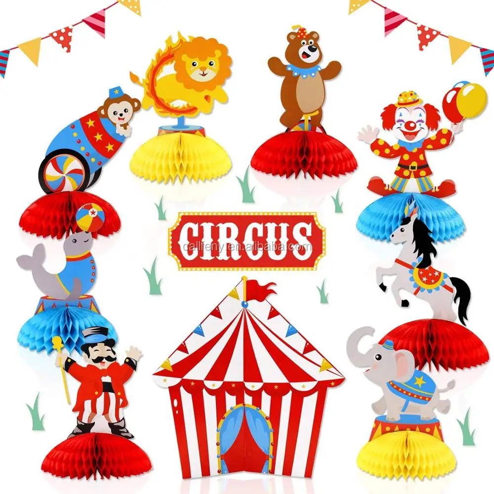 W01-Circus карнавальные животные сотовая бумага 3D украшения для стола набор украшений на день рождения украшение будущей мамы