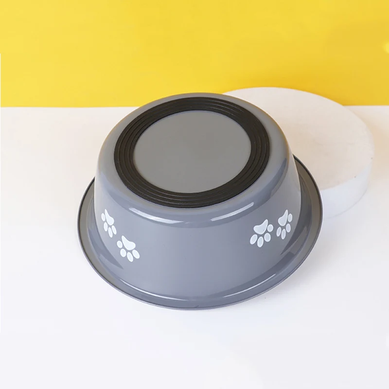 New stainless steel printing pet feeder  creative non-slip cat and dog food bowl pet water bowl cute dog paw bowl