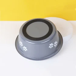 New stainless steel printing pet feeder  creative non-slip cat and dog food bowl pet water bowl cute dog paw bowl