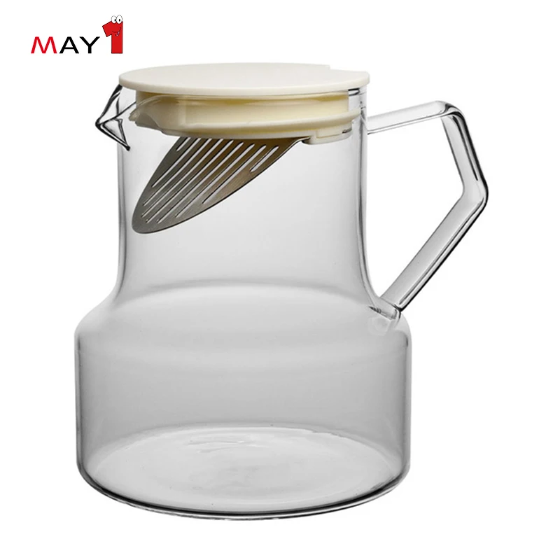 Minimalist high clear thermo proof cooking frozen glass filter tea pitcher