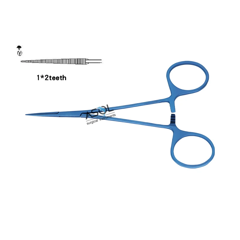 Straight 1 X 2 teeth fine vascular anastomosis haemostatic forceps surgical instruments