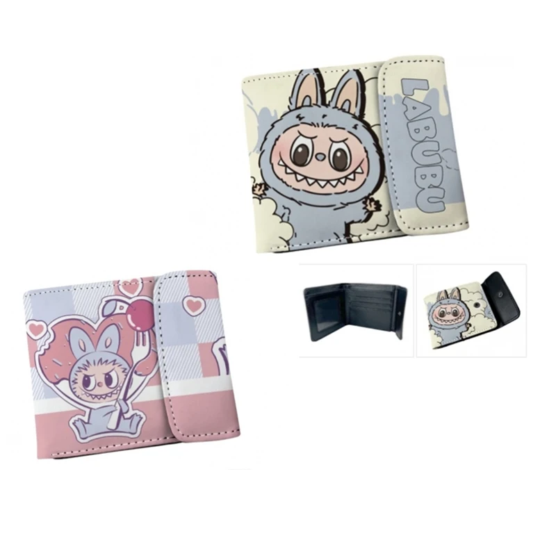 Новый мультяшный кошелек Labubu Kawaii мужской детский короткий Аниме Кошелек для монет