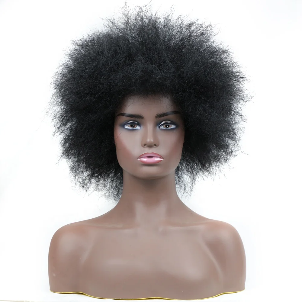 Afro Wig Short Black Afro Curly Wigs For Black Women Natural Looking Premium Heat Resistant Synthetic Kinky Curly Wig