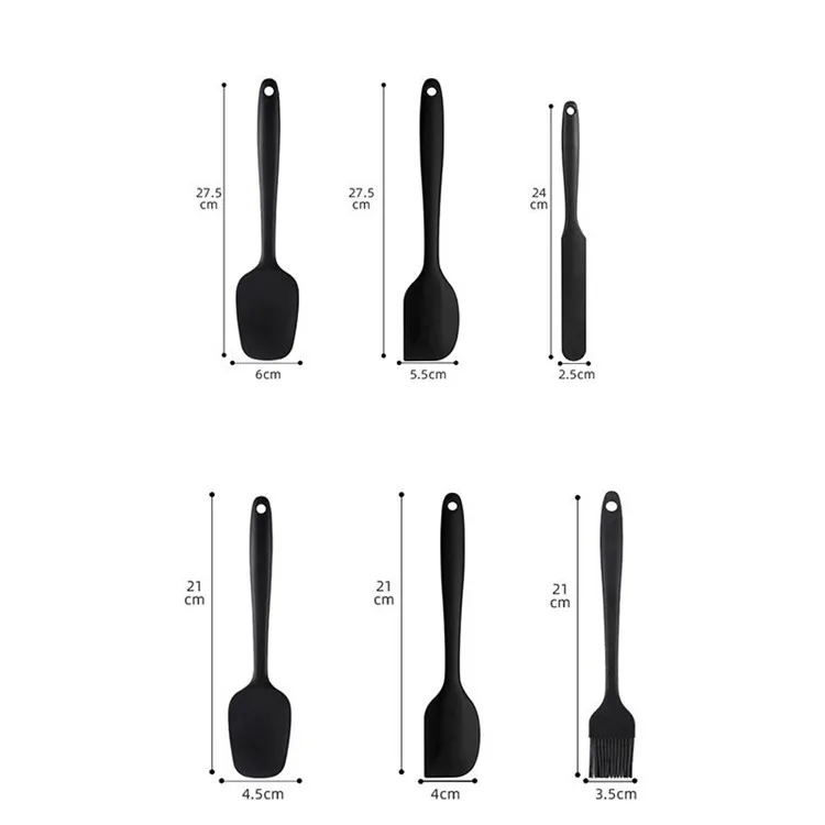 hot sale silicone kitchen utensil set 6 pcs  cream spatula oil brush set for cooking baking