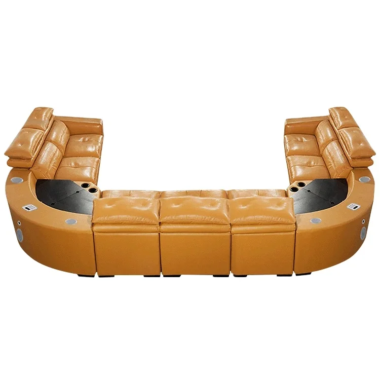 living room european style 7 seater u shape sofa set genuine luxury leather furniture