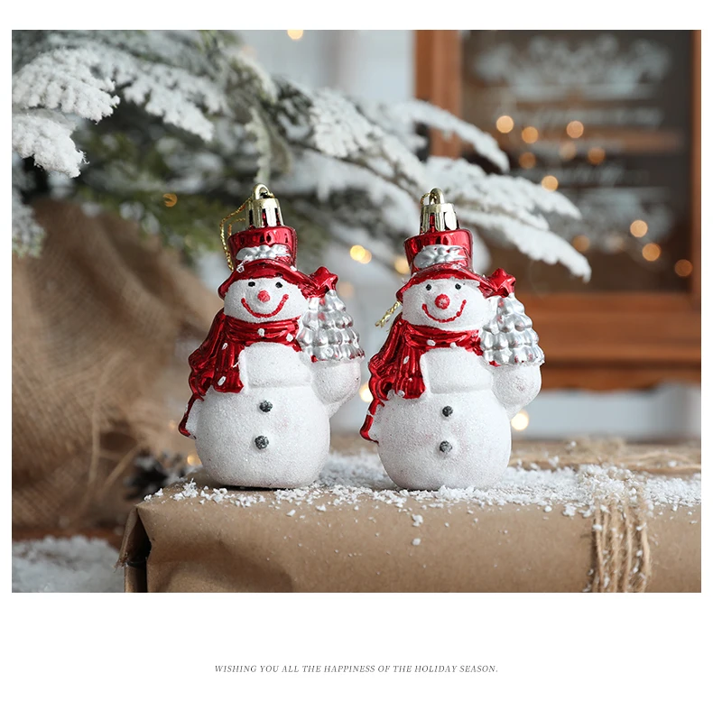 New Christmas decoration painted log cabin Christmas tree red and white ornaments car gift stick donut small pendant