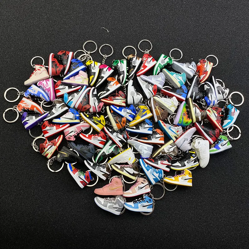 Gift set travis scott custom pvc little AJ 1 keyring lanyard with box mini shoe air jordan sneaker keychains wholesale
