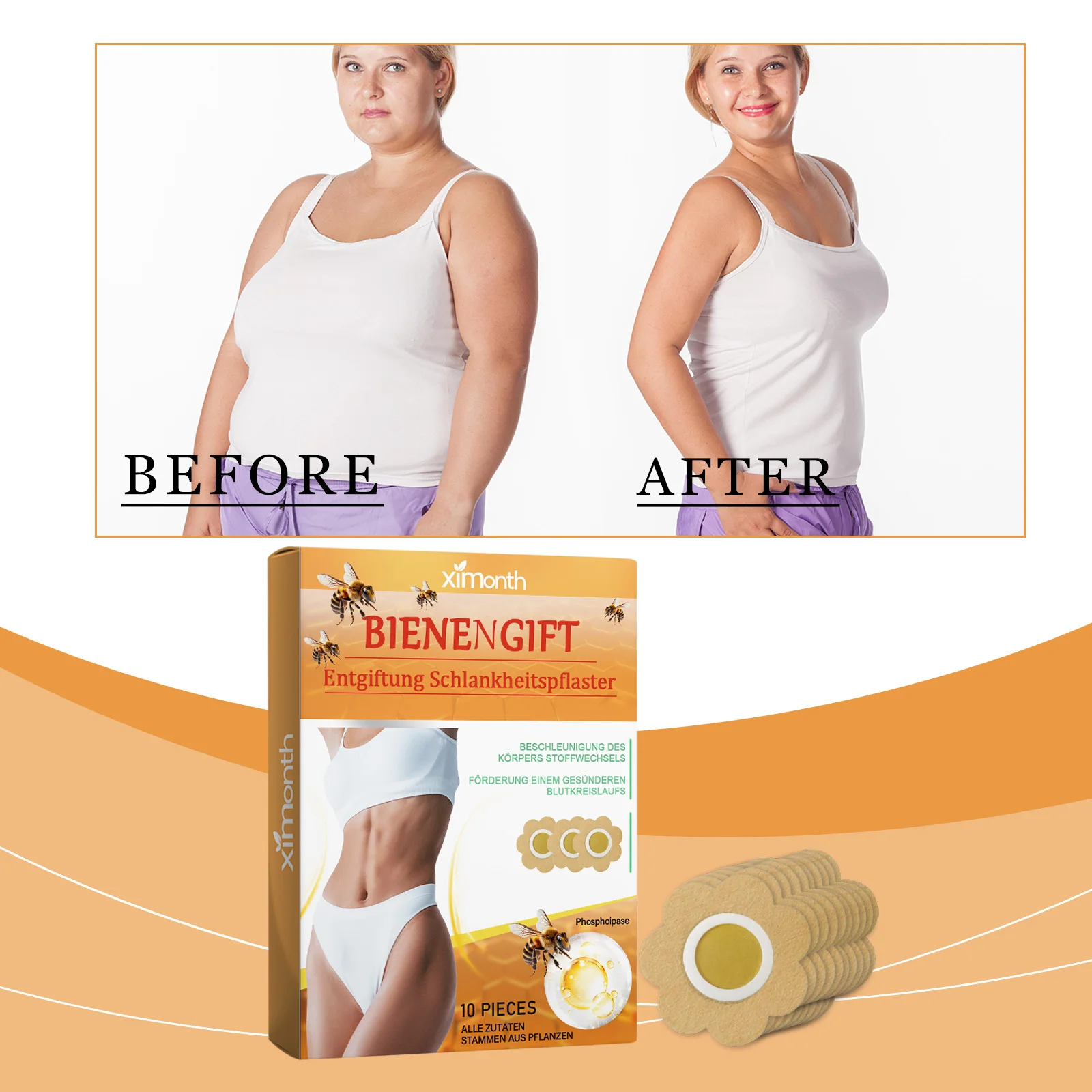 New slimming Shape bee Venom Health vitality detumescence care Body Shape detox patch