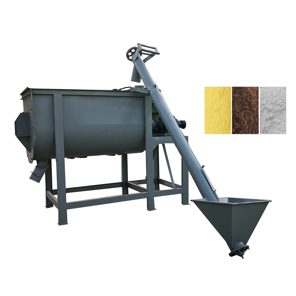 Poultry farm/Chemical fertilizer/powder/cereals grinding and mixing machine TMR horizontal half ton cattle paddle feed mixer