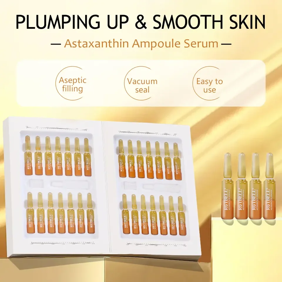 Oem Private Label Astaxanthin Essence Ampoule Serum Organic SkinCare Antioxidant Brightening Anti Wrinkles Anti Aging Serum