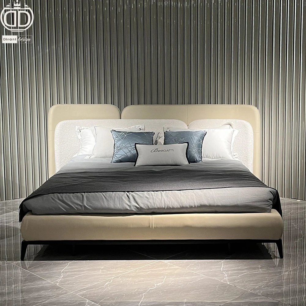 Luxury queen leather designer white bedroonm furniture set king size bed frame classic luxury