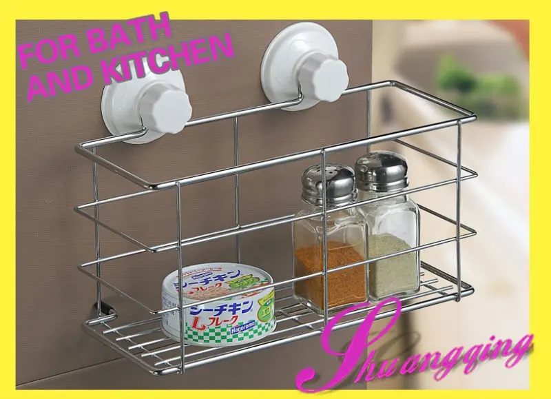 
Kitchen Sink Caddy Organizer 304 Stainless Steel Sponge Holder for Shower room Wall Mounted Suction up Deeply Storage Baskets 