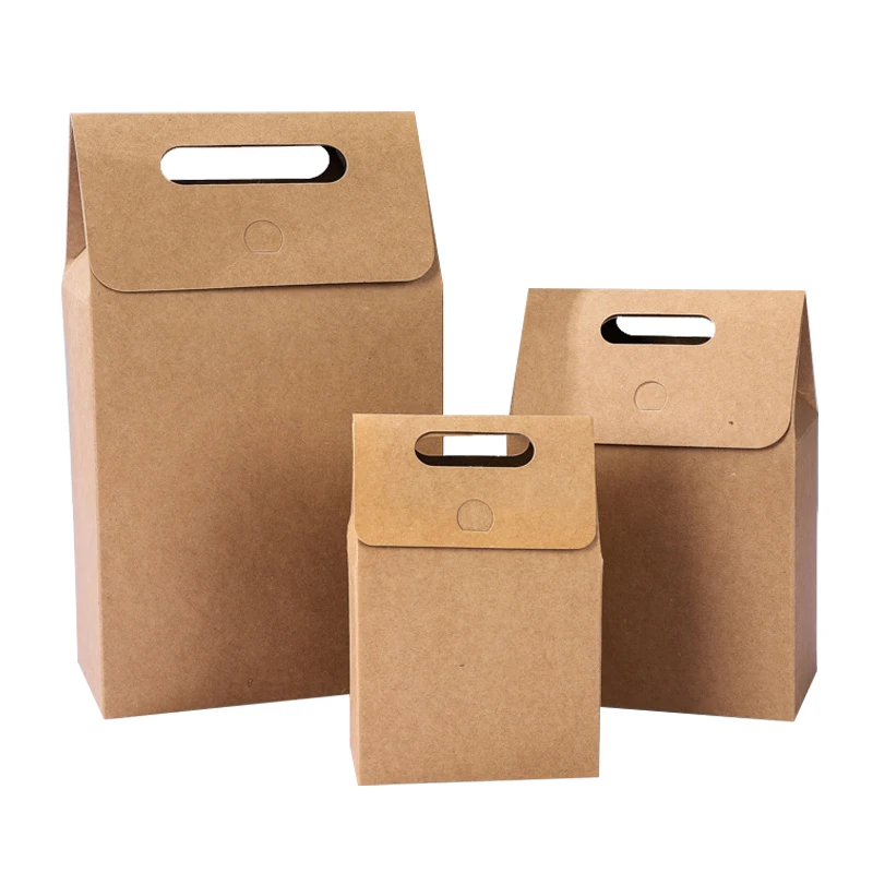 Food Packaging Box Caixas Papelao Thick Kraft Paper Portable Snack Delivery Bag Caixa De Papel Biodegradable Custom Tea Gift Box
