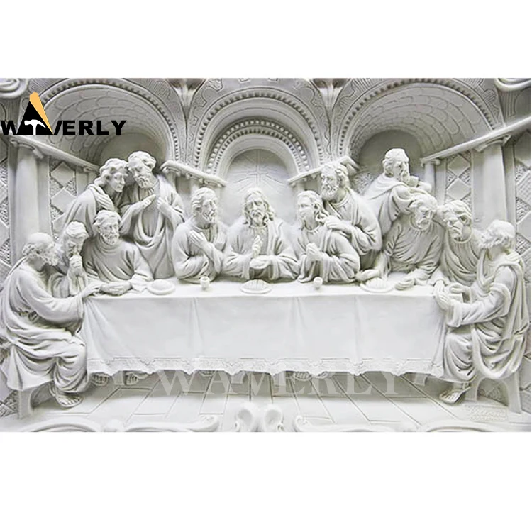 Modern Wall Stone Carving Reliefs Decorations The Last Supper Statue Sculpture Art Stone Reliefs Sculpture