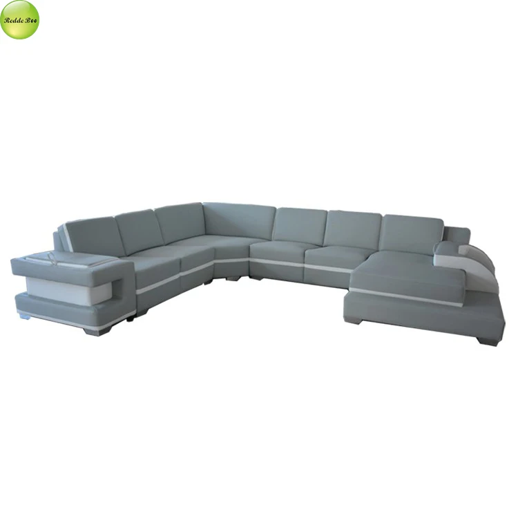 Professional custom two-color sofa cover design large size sliding Angle leather sofa for villa