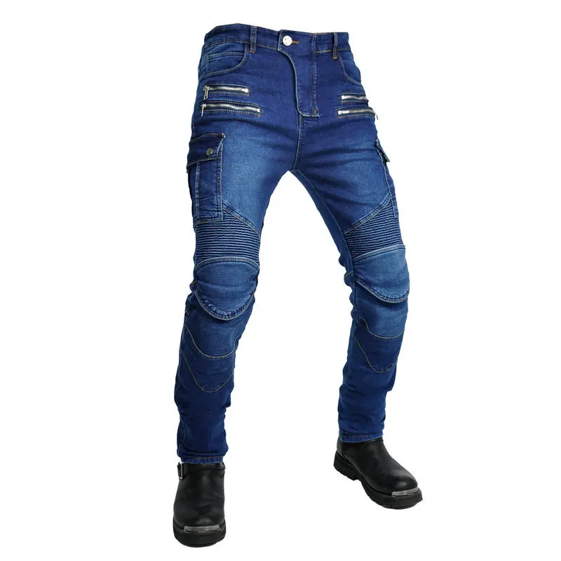 New Vintage Green Biker Workwear Multi-Pocket Fall-Proof Motorcycle Riding Pants for Men