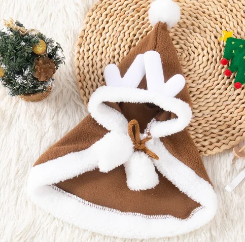 Pet Dog Cat Christmas Clothes Deer Cloak Antlers Cloak Christmas Dress up Elk Cloak