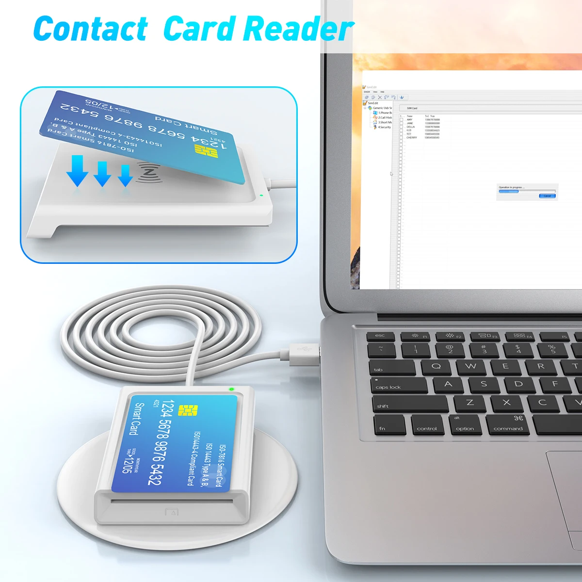 OEM 2 in 1 USB ISO7816 ISO14443A/B RFID NFC ID IC Chip Card Reader NFC Smart Card Readers Writer For Windows Android Linux