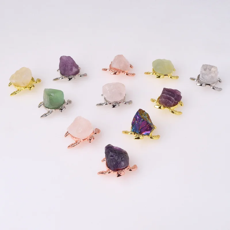 Natural Raw Crystal Stone Carvings Crafts Raw Stone Turtle Tortoise for Souvenir