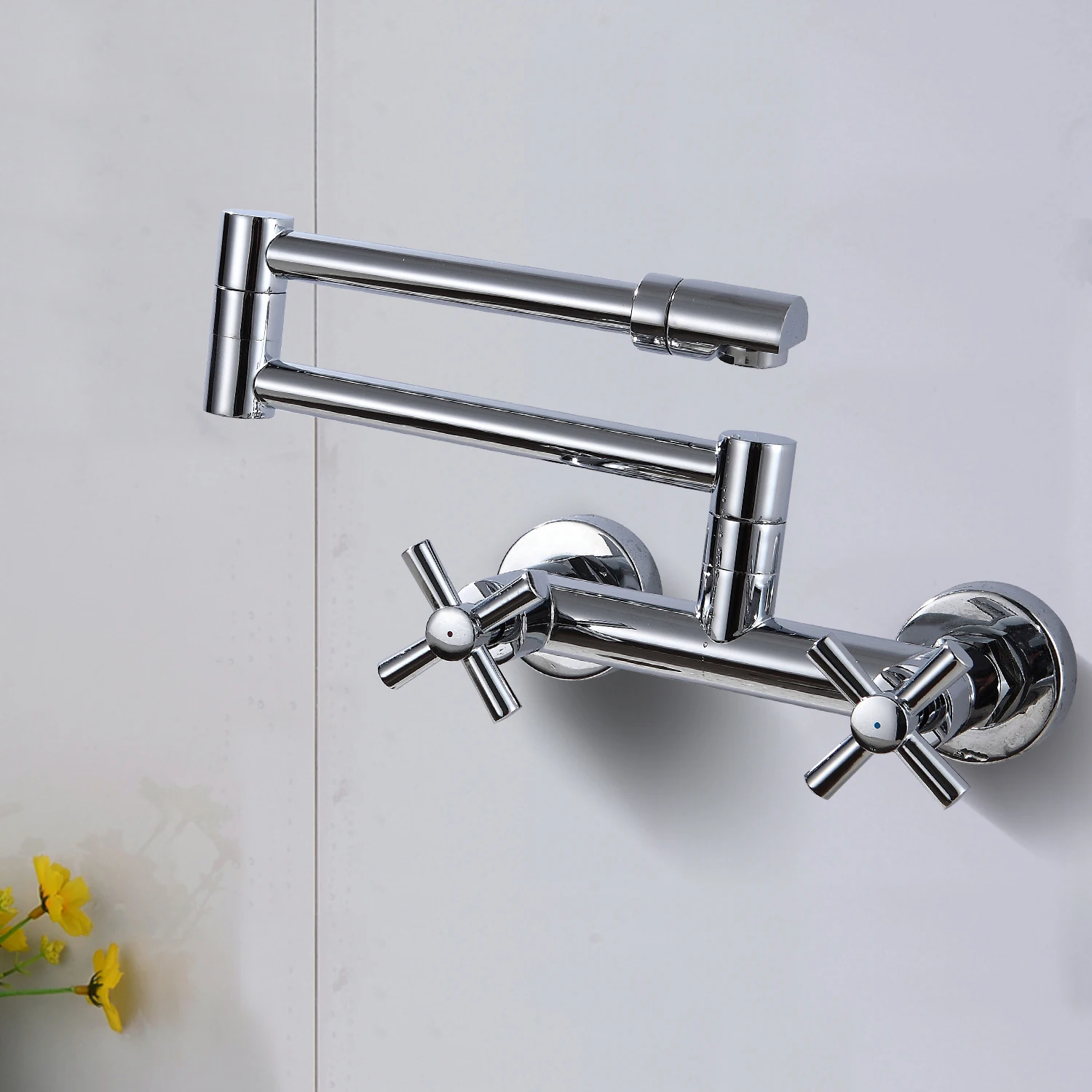 China factory import wall mounted watermark rotatable kitchen cross handle taps industrial sink wash hand commercial  faucet