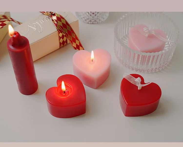 Red Love Heart Shape Valentine Gift Soy Wax Scented Candles For Wedding Decoration