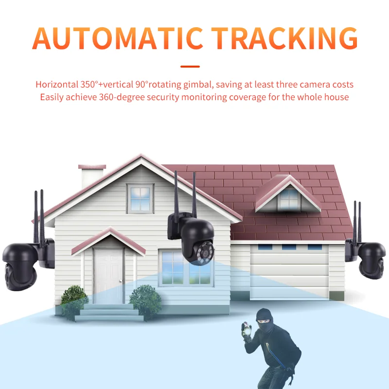 Fengtaida Tuya AI Home Security 8CH Wireless CCTV Camera System 5MP HD Waterproof WiFi NVR Kit Outdoor IP Bullet Camera