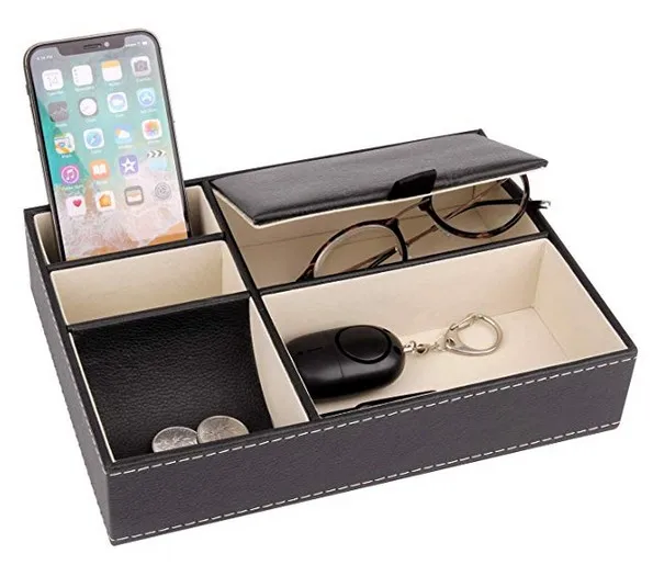 Wholesale 100% Natural New Design Bamboo Desk Organizer, Stationery Pen Pencil Holder desk Organizer Custom Valet Tray