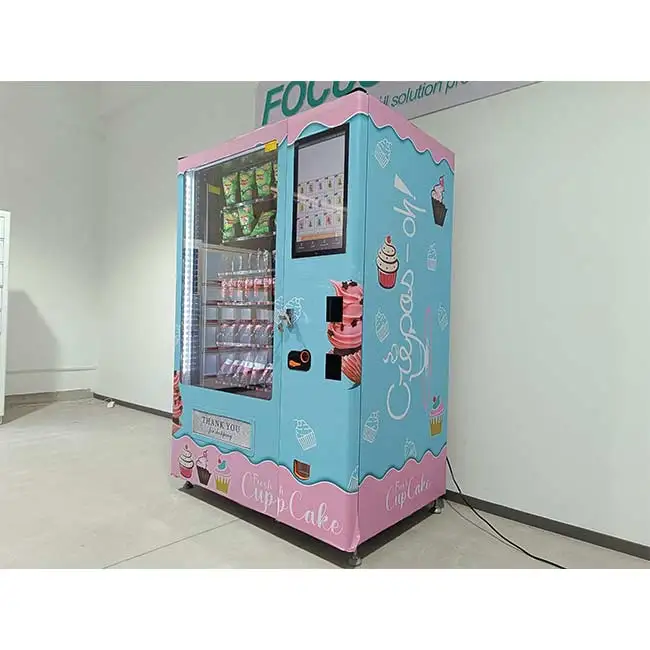 small food pizza cake vending machine with refrigerator