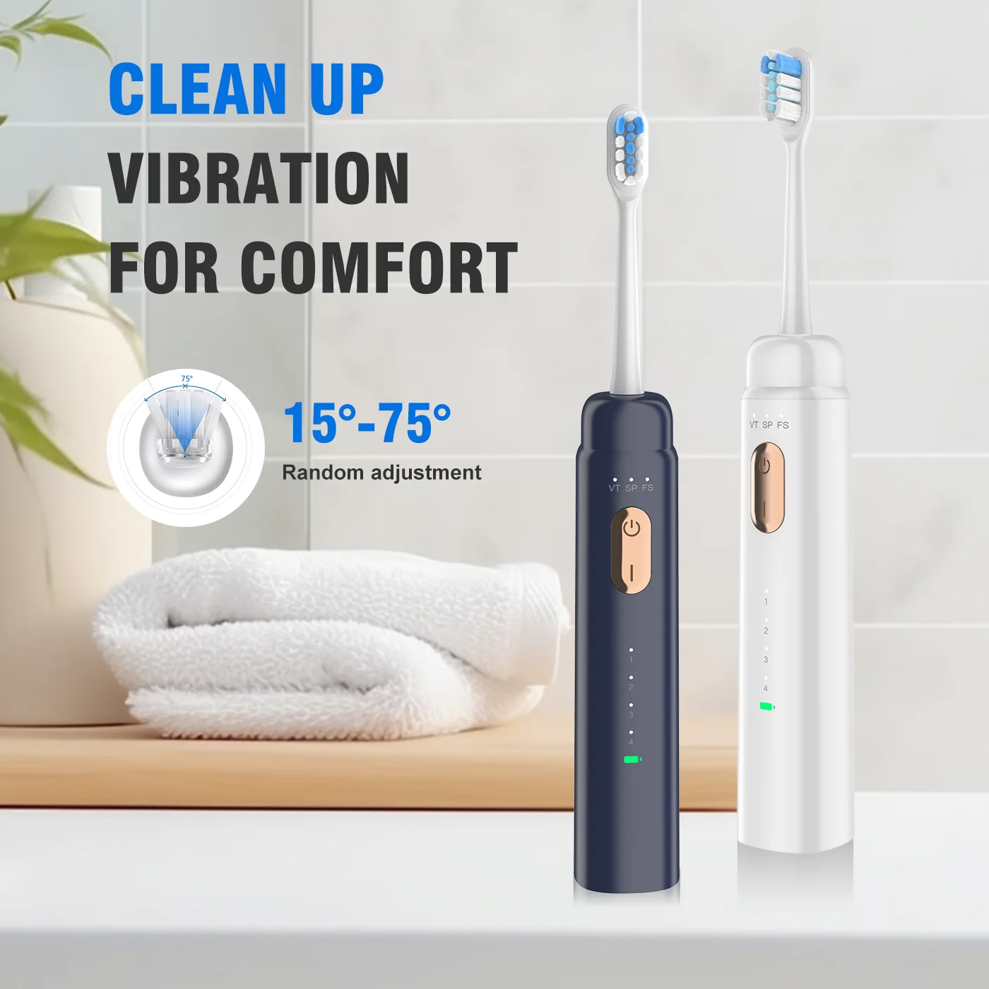 Rechargeable Sonic Electric Toothbrush Soft Bristles  Professional teeth cleaning  IPX7 Electric Brush for Kids Children