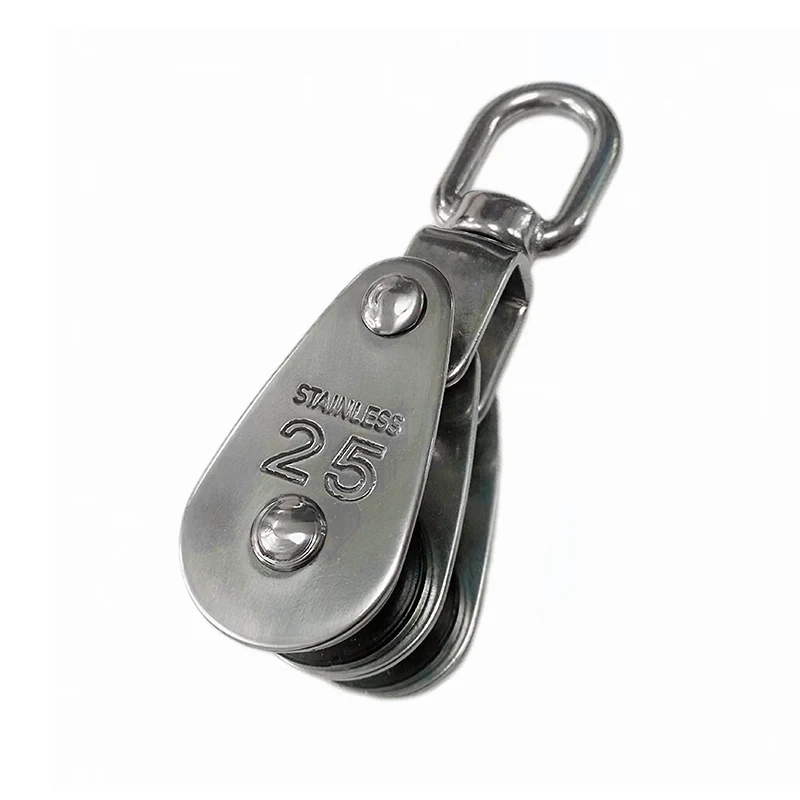 Wholesale Stainless Steel Pulley Swivel Toggle Eye Pulley Block Double Sheaves Marine Hardware Wire Rope Fittings