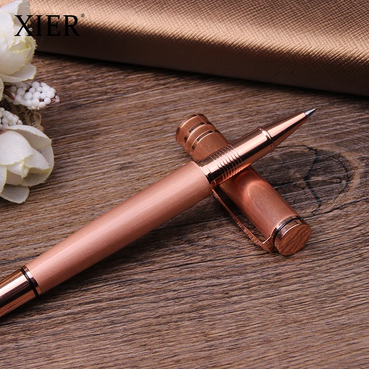 Wholesale Custom engraving printing logo promotional fashion design rose gold luxury liquid roller pens