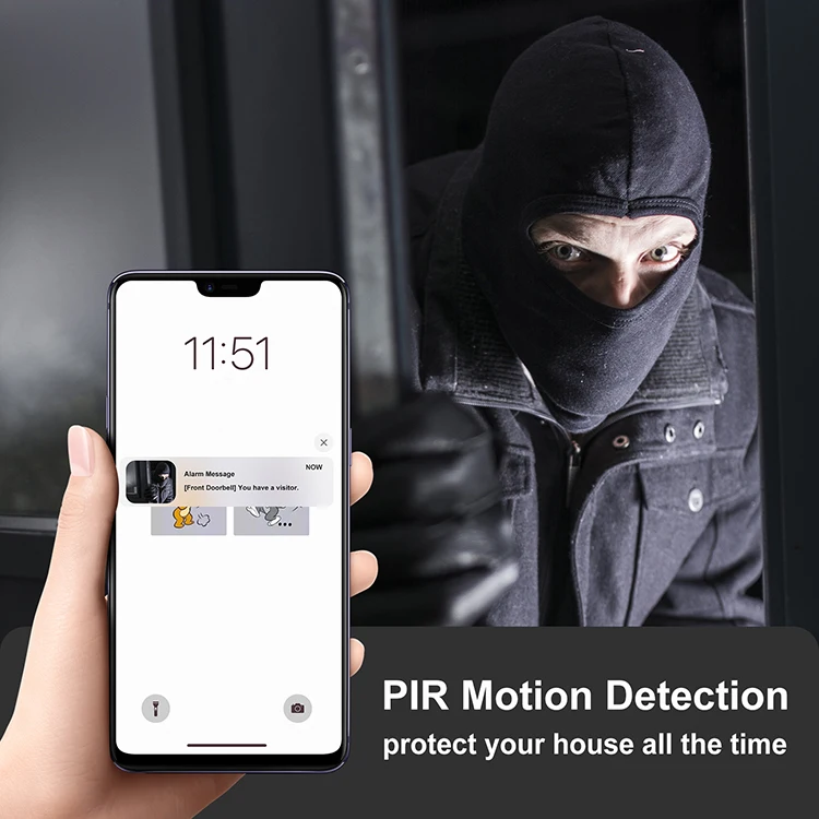 Indasina беспроводной Wifi Обнаружение движения Hd 1080p водонепроницаемый домашний охранный сигнал ИК широкоугольный двухсторонний аудио дверной звонок камеры