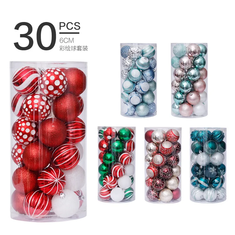 30PCS SET  Christmas Tree Ornaments  Colorful 6cm DIY Christmas Balls