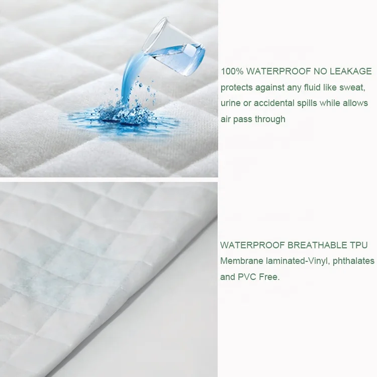 Comfortable, Breathable and Waterproof Bamboo rayon fiber terry fabric fitted Crib Mattress Protector Cover