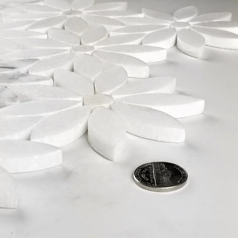 12' x 12' Customized Style  Mosaic Tiles Swimming Pool Tile Backsplash  White Marble Mosaic