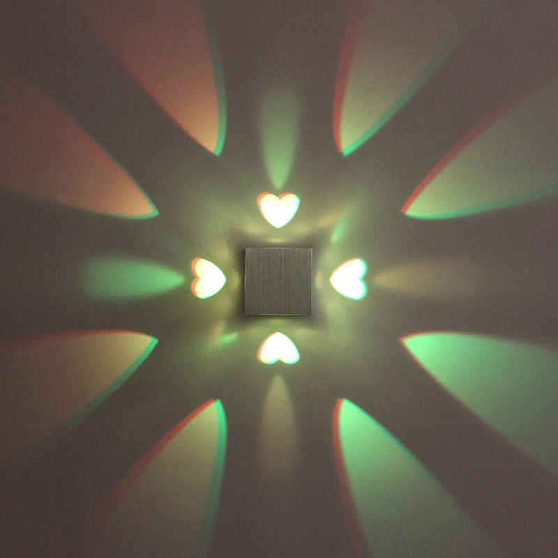 Hagood Indoor 3W Beautiful Heart Light RGB Led Wall Lamp Wall Mounted for Home Bedroom Hotel bar Decorative Lighting