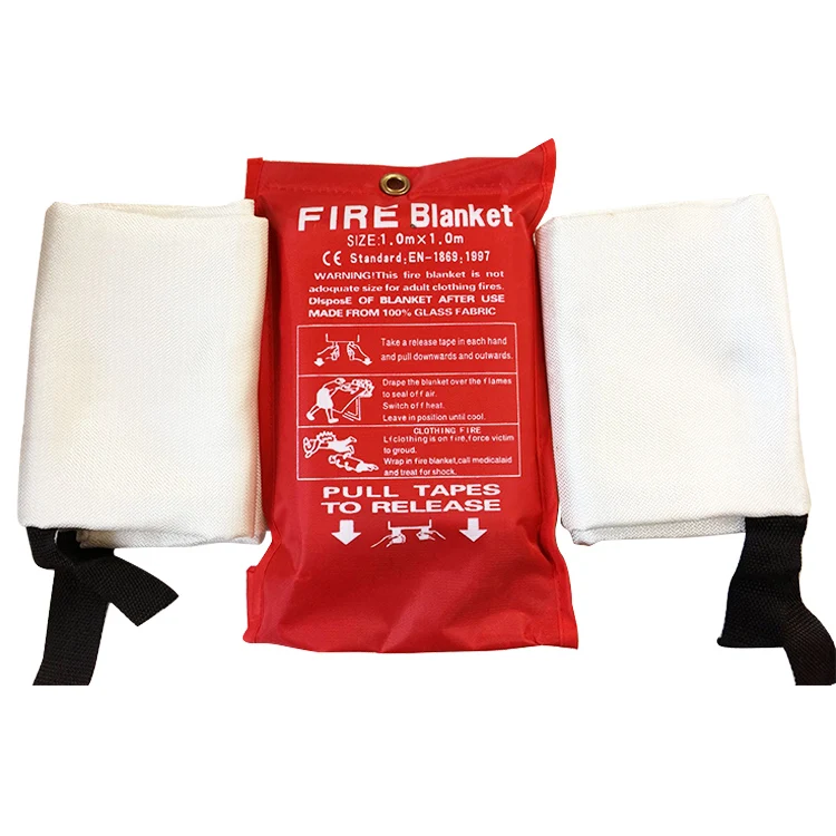 En1869 Large Size Emergency Survival Fiberglass Fire Proof 1.8 m X 1.8 m Fire Blanket Roll With Own Print for safety protection