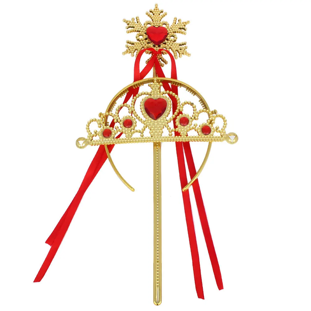 Wholesale fashion party plating plastic kids tiaras crown with magic wand T0079 (8)
