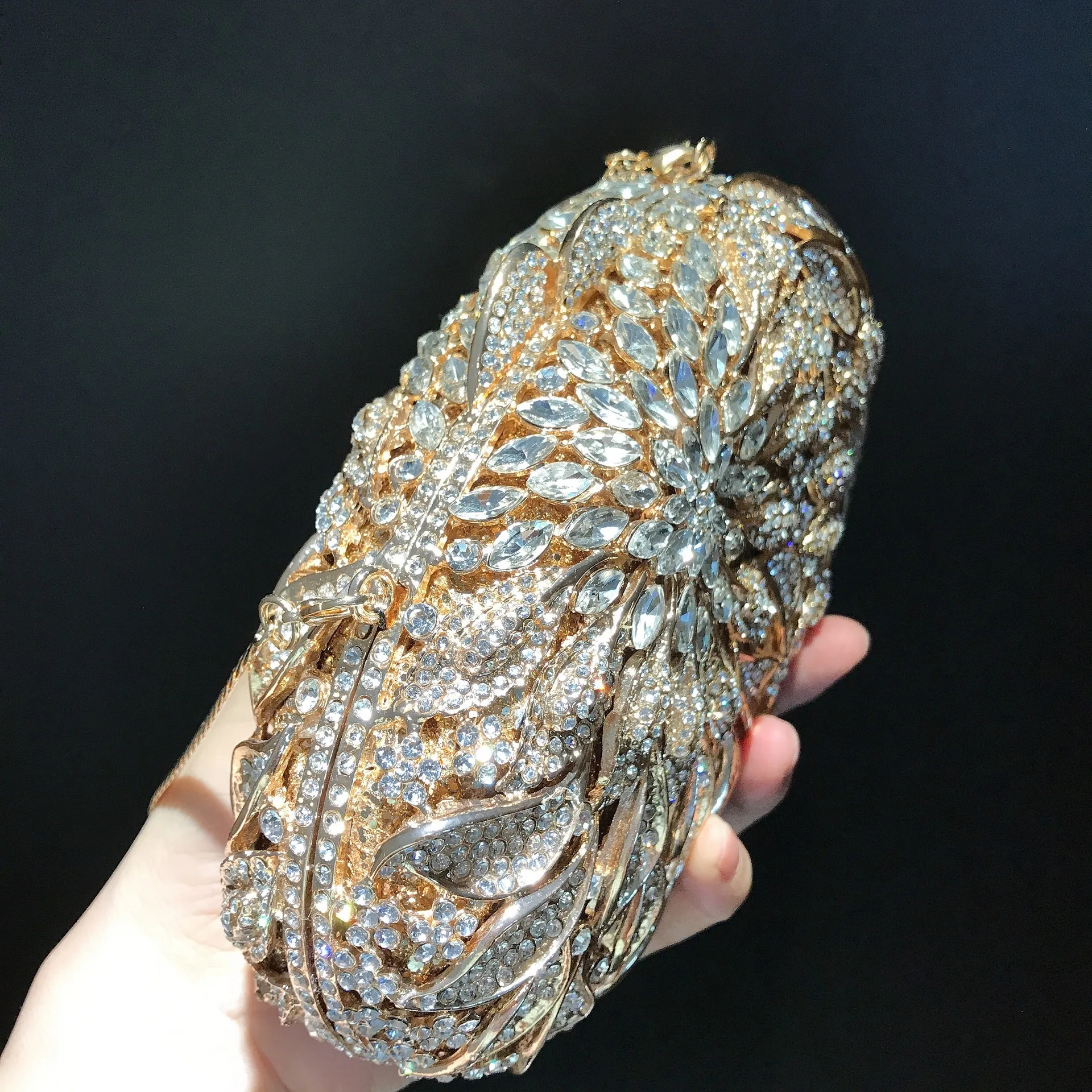 Amiqi MRY19 Ladies Party Diamond Luxury Evening Bag Gold Crystal Rhinestone Clutch