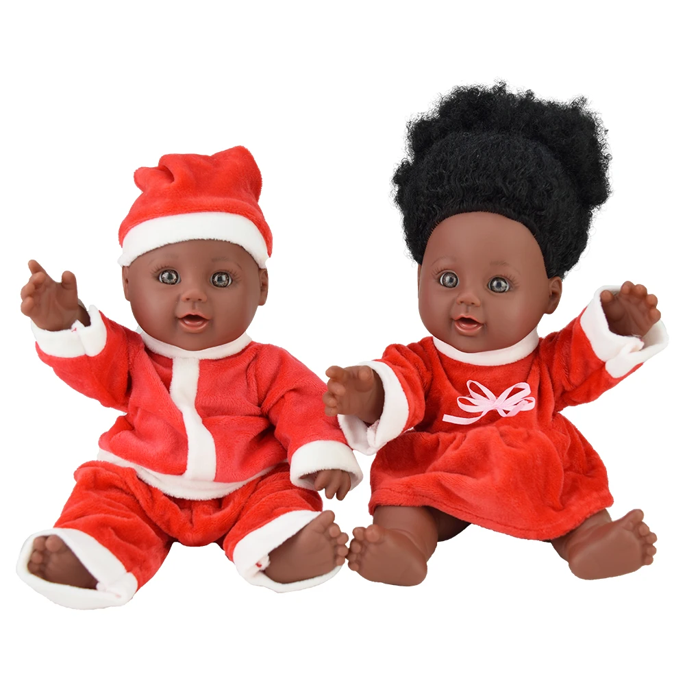 TUSALMO Lovely 12Inches factory sells New Christmas gift African black girl dolls for cheap