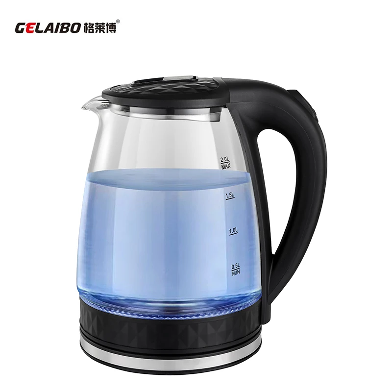 Diamond Pattern Plastic 1.8L 110V 220V Black  Electric Cordless Glass Kettle