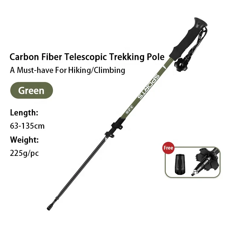 Hot Sale 3-Section Walking Stick Telescopic Hiking Stick Lightweight Carbon Fiber Trekking Pole