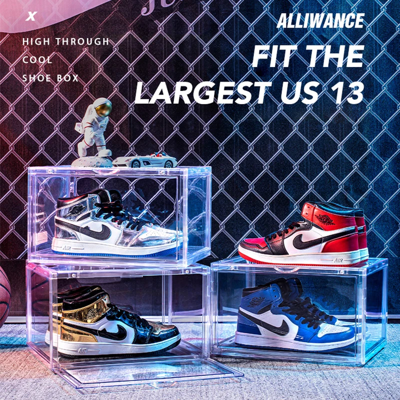 Индивидуальная пластиковая коробка для хранения обуви, прозрачная большая коробка для хранения обуви, складной органайзер, Прозрачный складной